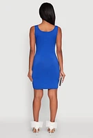 Womens Greek Key Rhinestone Mini Dress, Blue, Size S