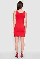 Womens Greek Key Rhinestone Mini Dress, Red, Size S