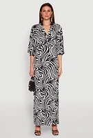 Womens Zebra Print Plunge Maxi Dress, Multi, Size L