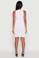 Womens Speed Racing Graphic Sleeveless Mini Dress, White, Size M