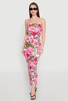 Womens Animal Floral Print Maxi Tube Dress, Multi, Size M