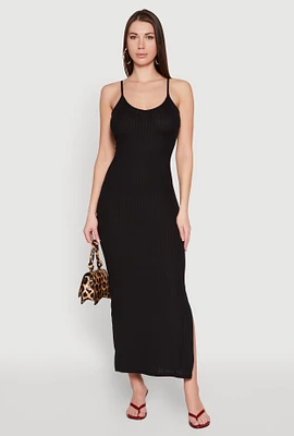 Womens Ribbed Knit Cami Maxi Dress,