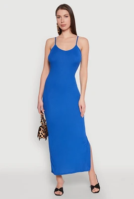 Womens Ribbed Knit Cami Maxi Dress,