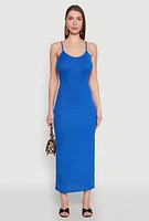 Womens Ribbed Knit Cami Maxi Dress,