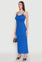 Womens Ribbed Knit Cami Maxi Dress,