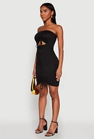 Womens Ruched Keyhole Front Mini Tube Dress,