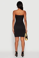 Womens Ruched Keyhole Front Mini Tube Dress,