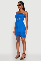 Womens Ruched Keyhole Front Mini Tube Dress,