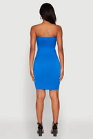Womens Ruched Keyhole Front Mini Tube Dress,