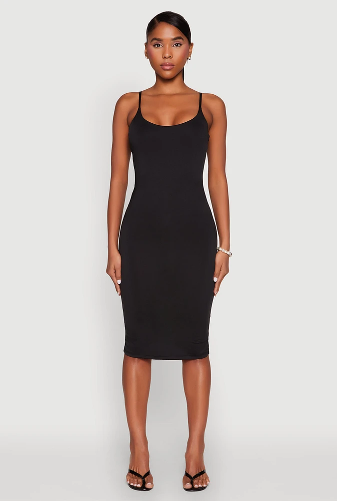 Womens Scoop Neck Cami Dress, Black, Size XL
