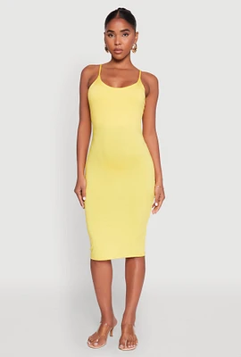 Womens Scoop Neck Cami Dress, Yellow, Size S
