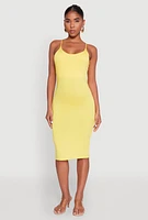 Womens Scoop Neck Cami Dress, Yellow, Size S