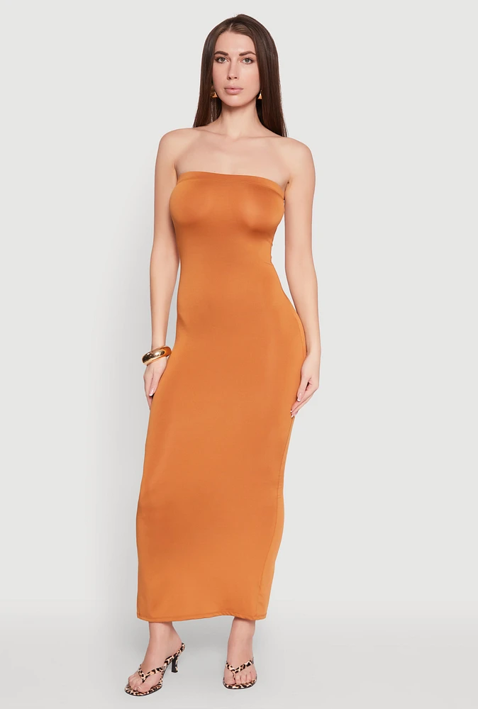 Womens Slit Back Maxi Tube Dress, XL