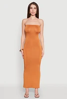 Womens Slit Back Maxi Tube Dress, XL
