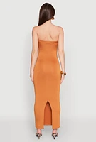 Womens Slit Back Maxi Tube Dress, XL