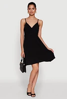 Womens Sleeveless Empire Waist Dress with V Neck and Adjustable Straps,