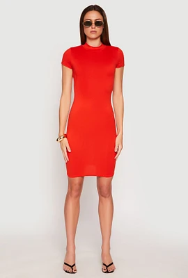 Womens Soft Knit Mock Neck Dress,