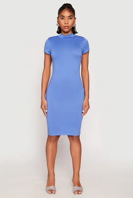 Womens Soft Knit Mock Neck Dress, L