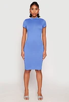 Womens Soft Knit Mock Neck Dress, L