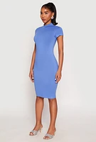 Womens Soft Knit Mock Neck Dress, L