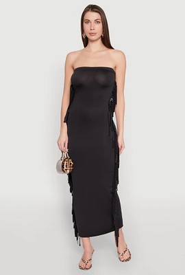Womens Side Fringe Maxi Tube Dress,