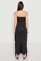 Womens Side Fringe Maxi Tube Dress,