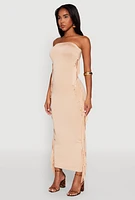 Womens Side Fringe Maxi Tube Dress,