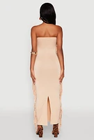 Womens Side Fringe Maxi Tube Dress,