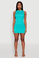 Womens Rib Knit Mock Neck Dress,