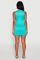 Womens Rib Knit Mock Neck Dress,