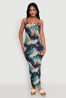 Womens Tropical Print Cami Maxi Dress, Multi, Size L