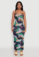 Womens Tropical Print Cami Maxi Dress, Multi, Size L