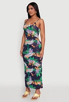 Womens Tropical Print Cami Maxi Dress, Multi, Size L