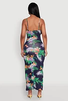 Womens Tropical Print Cami Maxi Dress, Multi, Size L