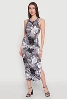 Womens Leaf Newspaper Print Midi Dress, Multi,