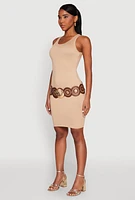 Womens Scoop Neck Tank Dress, Beige, Size XL