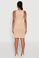 Womens Scoop Neck Tank Dress, Beige, Size XL