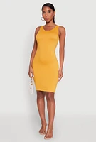 Womens Scoop Neck Tank Dress, Yellow, Size S