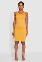 Womens Scoop Neck Tank Dress, Yellow, Size S