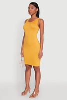 Womens Scoop Neck Tank Dress, Yellow, Size S