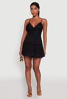 Womens Chic Crochet Detail V Neck Tiered Dress,