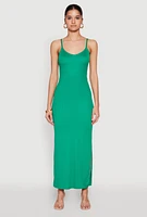 Womens Side Slit V Neck Maxi Dress,