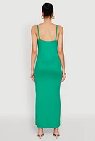 Womens Side Slit V Neck Maxi Dress,