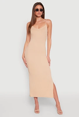 Womens Side Slit V Neck Maxi Dress,
