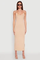 Womens Side Slit V Neck Maxi Dress,