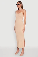 Womens Side Slit V Neck Maxi Dress,