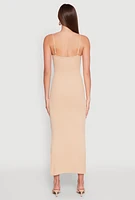 Womens Side Slit V Neck Maxi Dress,