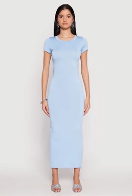 Womens Short Sleeve Slit Back Maxi Dress,