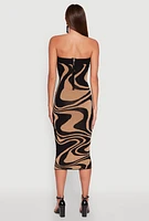 Womens Swirl Print Midi Tube Dress,