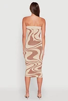 Womens Swirl Print Midi Tube Dress,